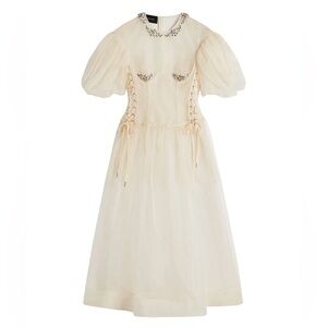 Simone Rocha Petal Puff Sleeve Sheer Dress